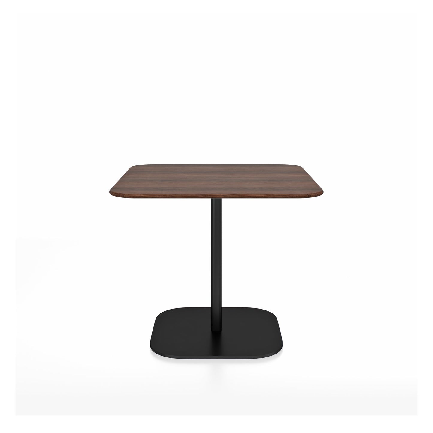 Table café 2 Inch base plaque Emeco — Carrée 91 cm, plateau noyer, base noir thermolaqué | Antifer
