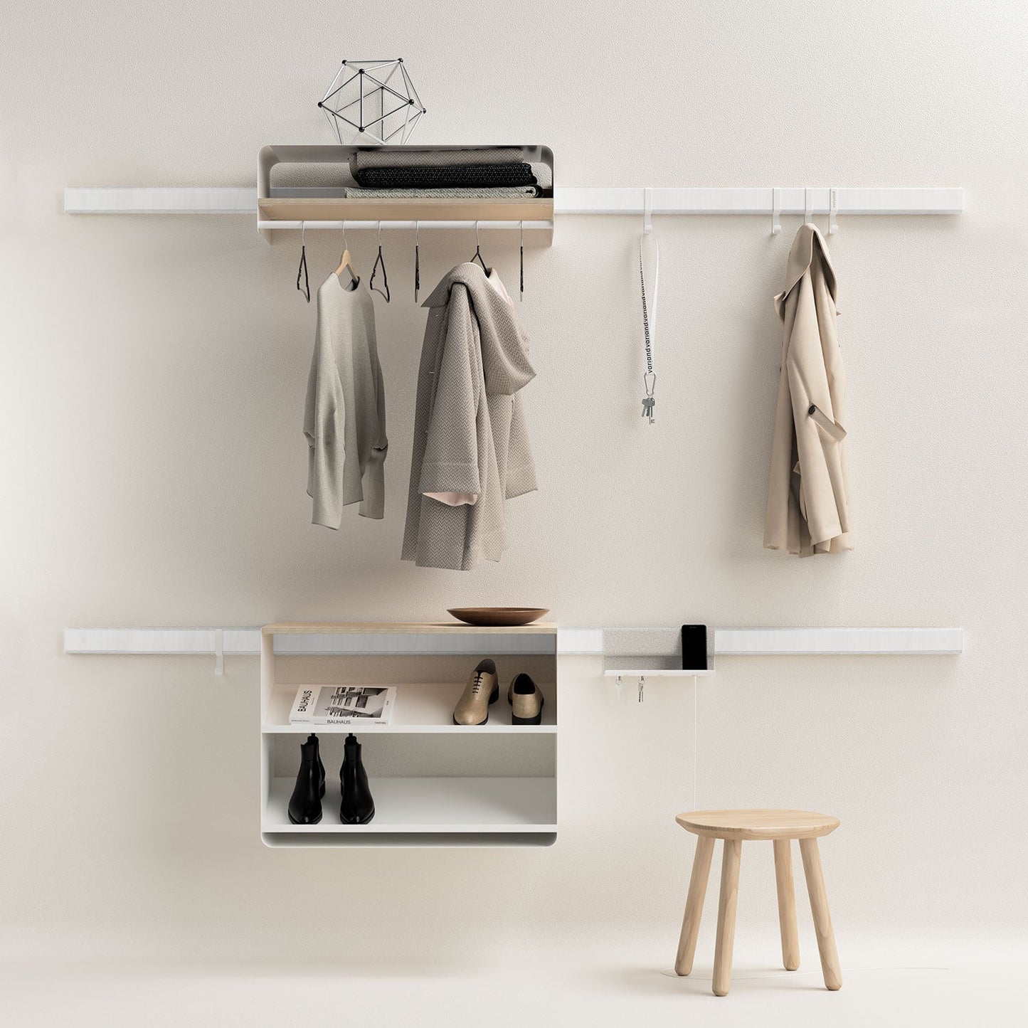 Vestiaire mural Variand E05 L'Intégral white — storage entrée design | Antifer