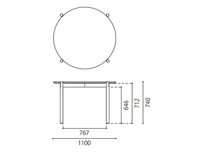 Table ronde Castor 110 en chêne massif, BIG-GAME pour Karimoku New Standard — vue studio n°7 | Antifer