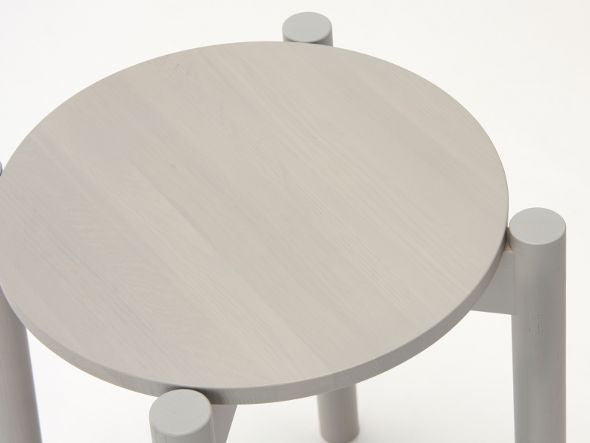 Hocker Castor Plus — Detail von schräg oben: hellgraue Sitzfläche und drei Beine | Antifer