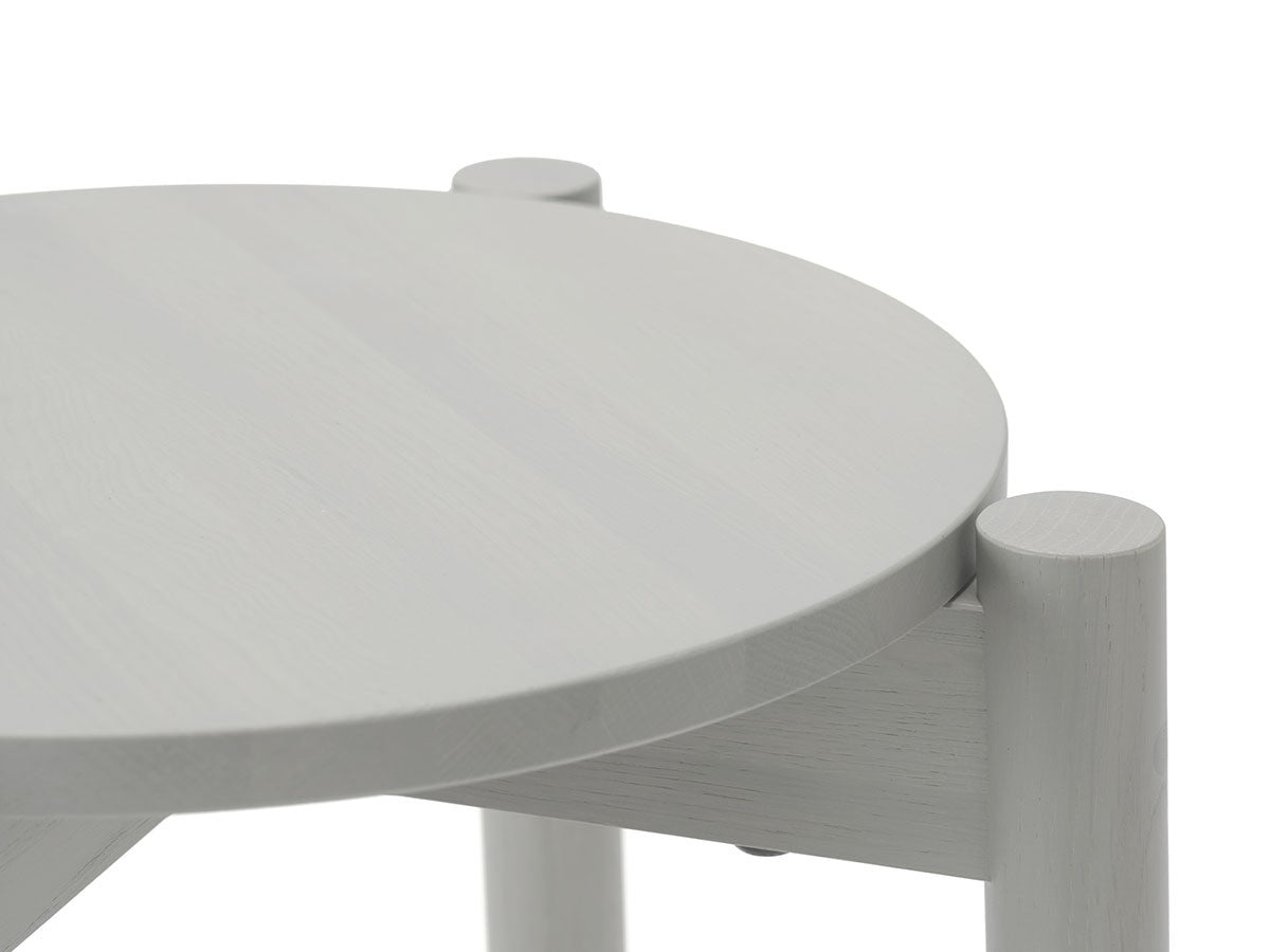 Castor Stool Plus, Nahaufnahme der hellgrauen runden Sitzfläche und der sichtbaren Zapfen