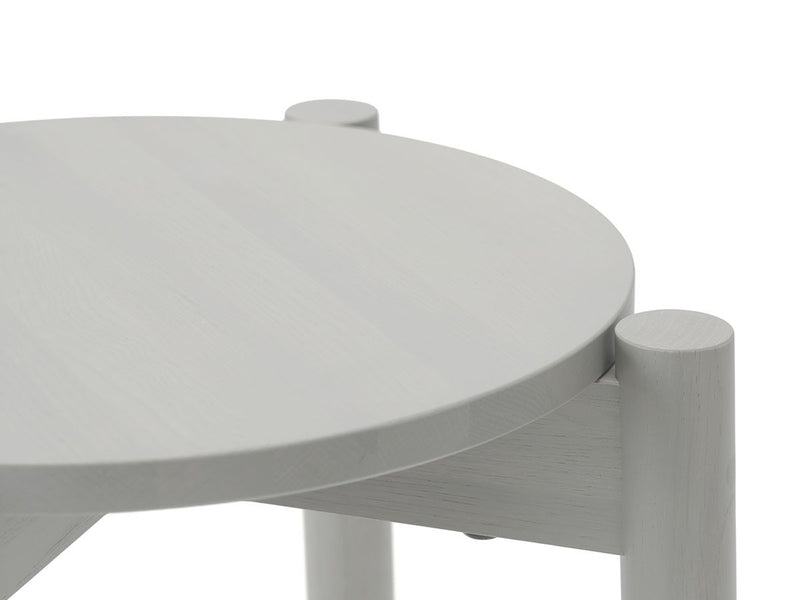Castor Stool Plus, Nahaufnahme der hellgrauen runden Sitzfläche und der sichtbaren Zapfen