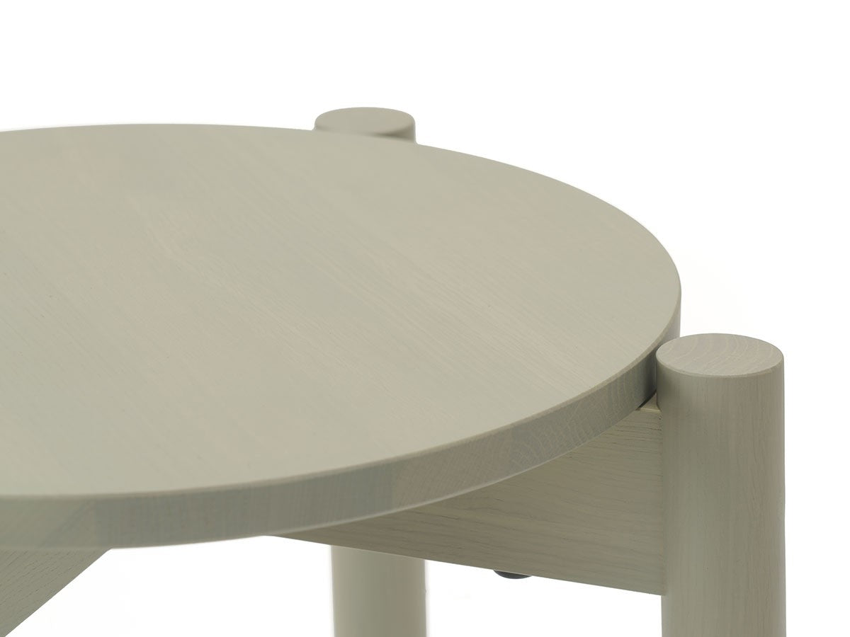 Hocker Castor Plus — Detail der runden Sitzfläche in Grünspan und der Querstrebe | Antifer