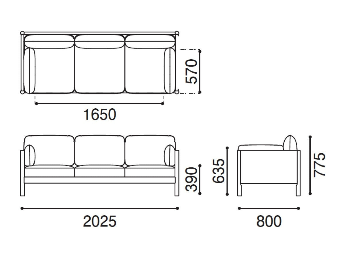Castor Lobby 3-Sitzer-Sofa aus massiver Eiche und Stoff, BIG-GAME für Karimoku New Standard — Studioansicht Nr. 21 | Antifer