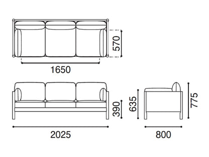 Castor Lobby 3-Sitzer-Sofa aus massiver Eiche und Stoff, BIG-GAME für Karimoku New Standard — Studioansicht Nr. 21 | Antifer