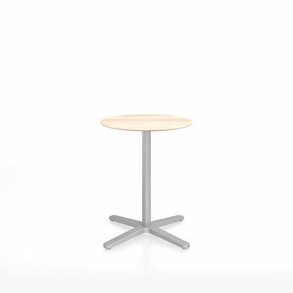 Table café Emeco 2 Inch base étoile ronde Ø 60 cm, plateau accoya, base argent