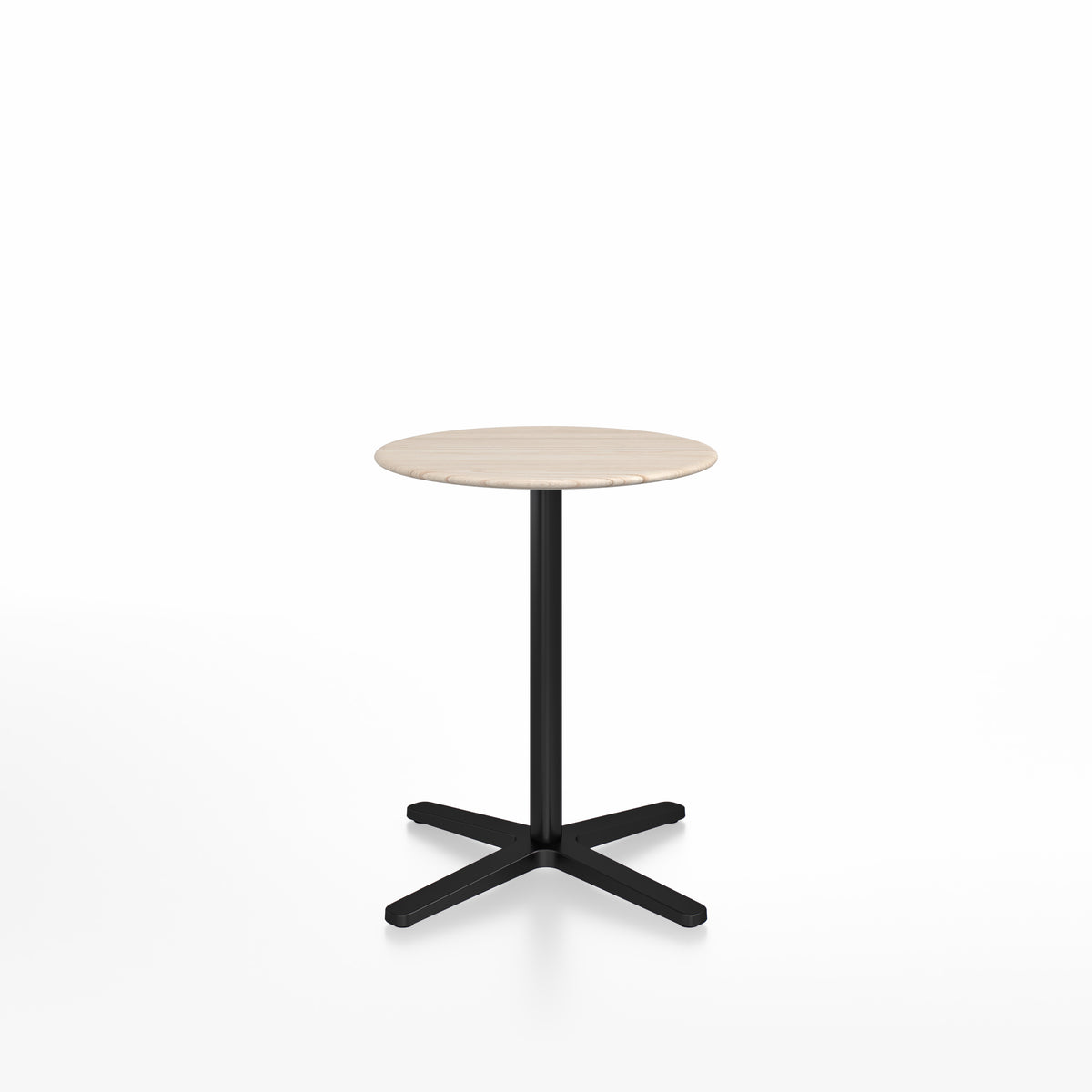 Table café Emeco 2 Inch base étoile ronde Ø 60 cm, plateau frêne, base noir