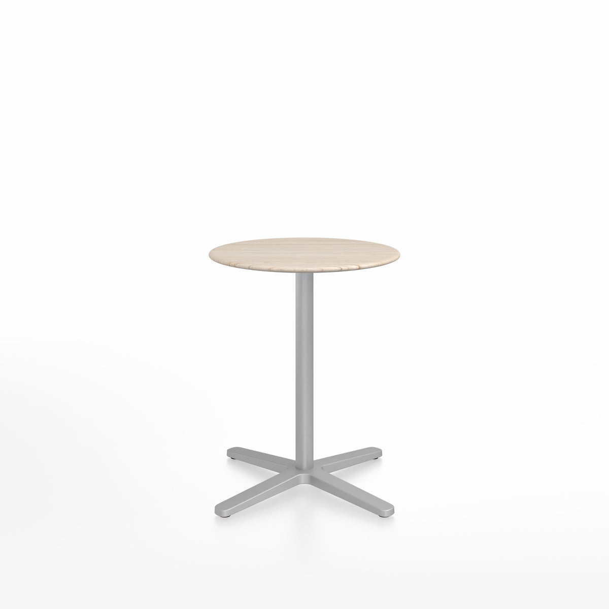 Table café Emeco 2 Inch base étoile ronde Ø 60 cm, plateau frêne, base argent