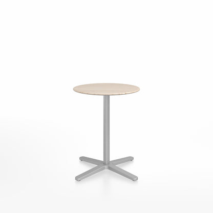 Table café Emeco 2 Inch base étoile ronde Ø 60 cm, plateau frêne, base argent