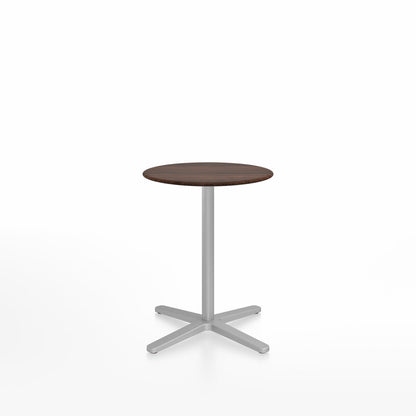 Table café Emeco 2 Inch base étoile ronde Ø 60 cm, plateau noyer, base argent