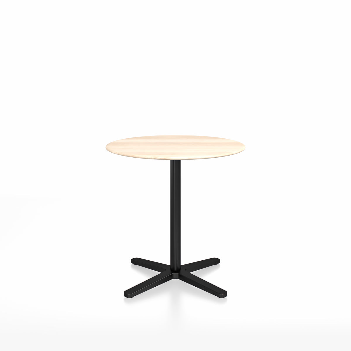 Table café Emeco 2 Inch base étoile ronde Ø 76 cm, plateau accoya, base noir