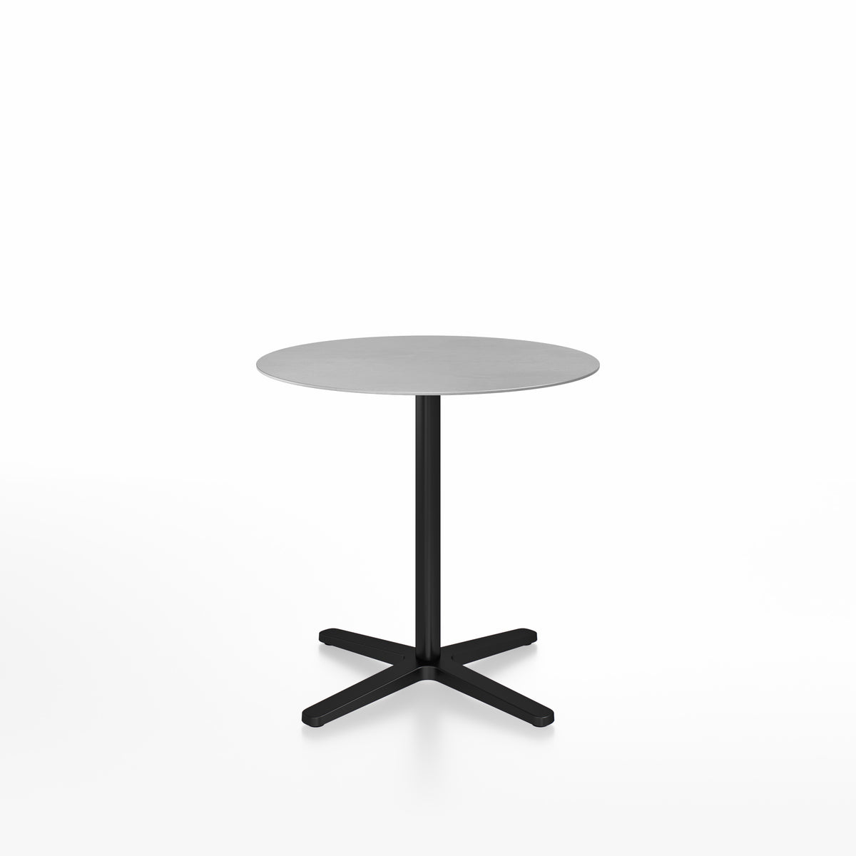 Table café Emeco 2 Inch base étoile ronde Ø 76 cm, plateau aluminium brossé, base noir