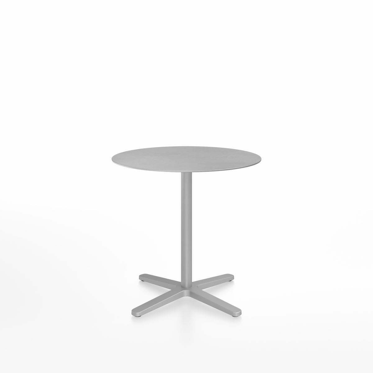 Table café Emeco 2 Inch base étoile ronde Ø 76 cm, plateau aluminium brossé, base argent