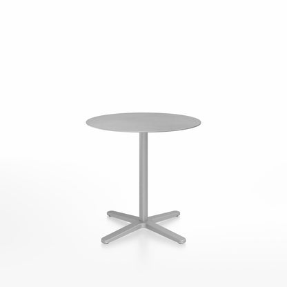 Table café Emeco 2 Inch base étoile ronde Ø 76 cm, plateau aluminium brossé, base argent