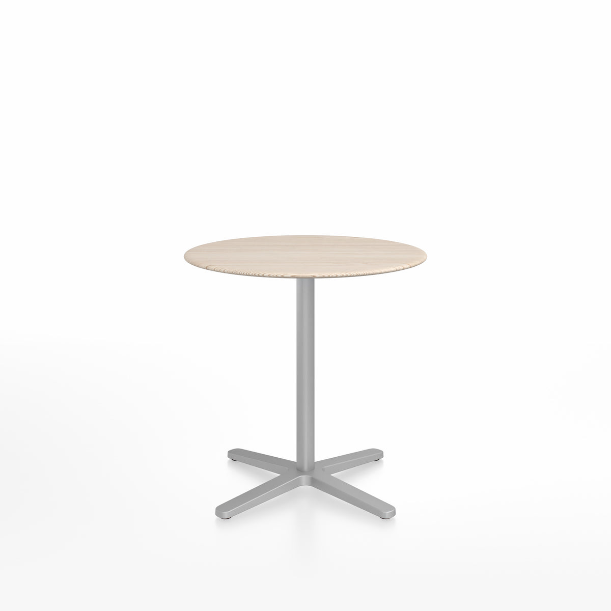 Table café Emeco 2 Inch base étoile ronde Ø 76 cm, plateau frêne, base argent