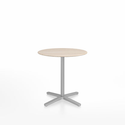 Table café Emeco 2 Inch base étoile ronde Ø 76 cm, plateau frêne, base argent