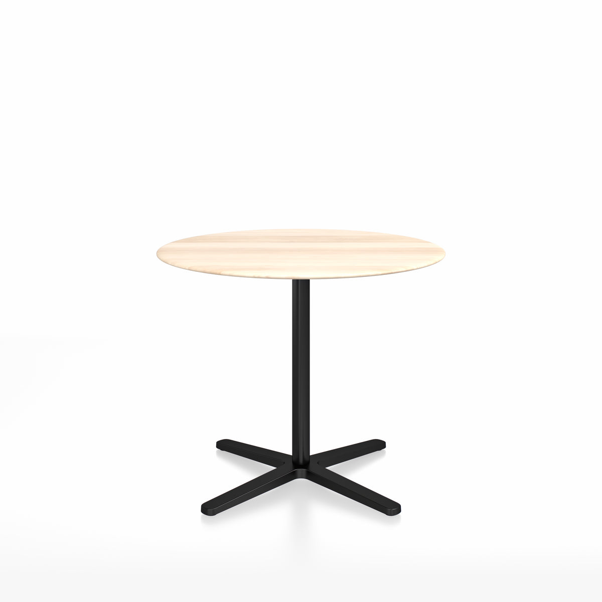 Table café Emeco 2 Inch base étoile ronde Ø 91 cm, plateau accoya, base noir