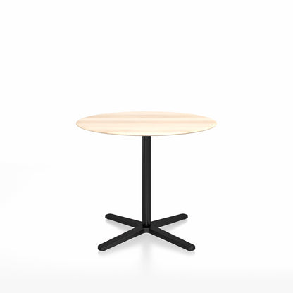 Table café Emeco 2 Inch base étoile ronde Ø 91 cm, plateau accoya, base noir