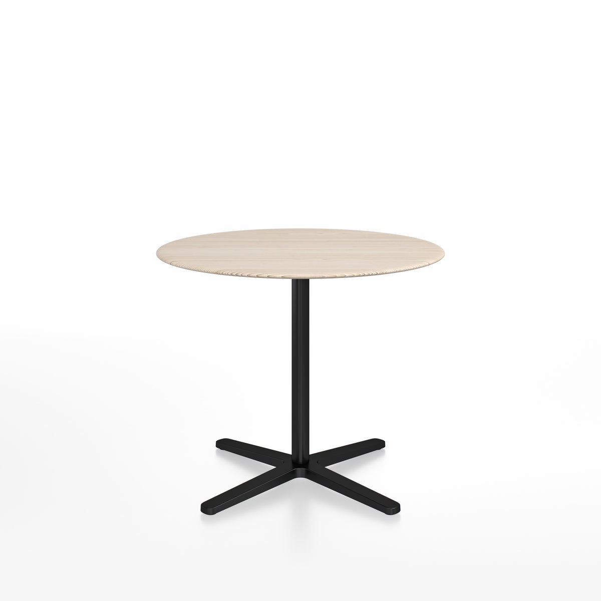 Table café Emeco 2 Inch base étoile ronde Ø 91 cm, plateau frêne, base noir
