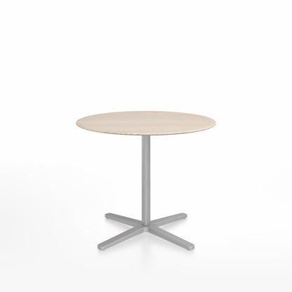 Table café Emeco 2 Inch base étoile ronde Ø 91 cm, plateau frêne, base argent