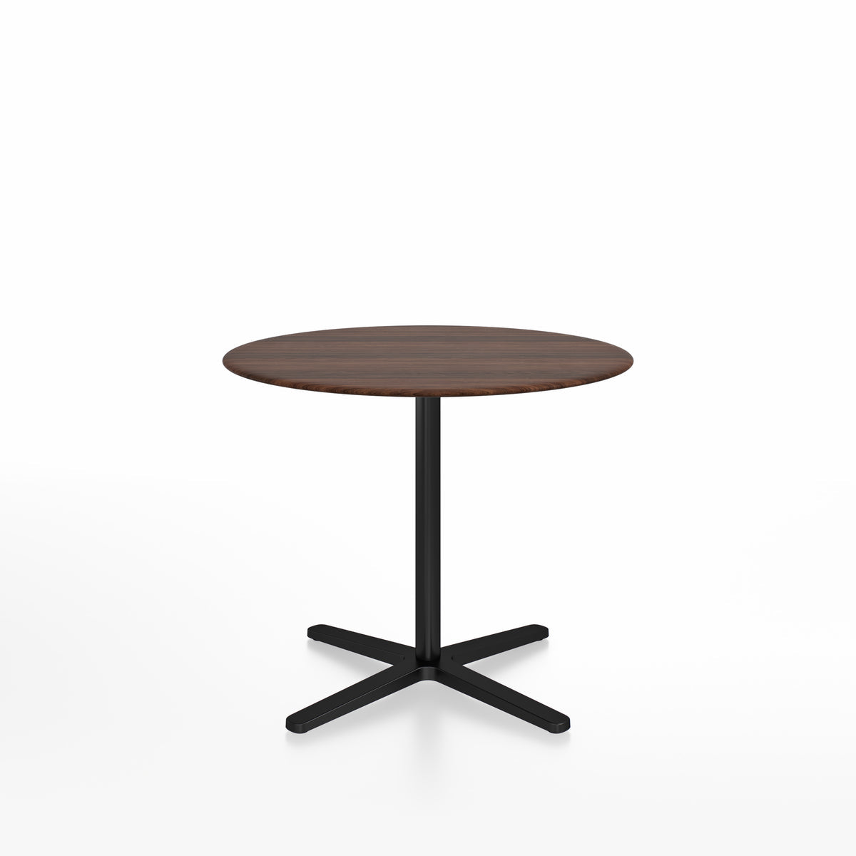 Table café Emeco 2 Inch base étoile ronde Ø 91 cm, plateau noyer, base noir