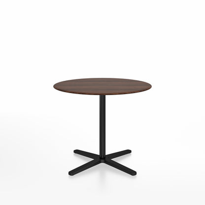 Table café Emeco 2 Inch base étoile ronde Ø 91 cm, plateau noyer, base noir