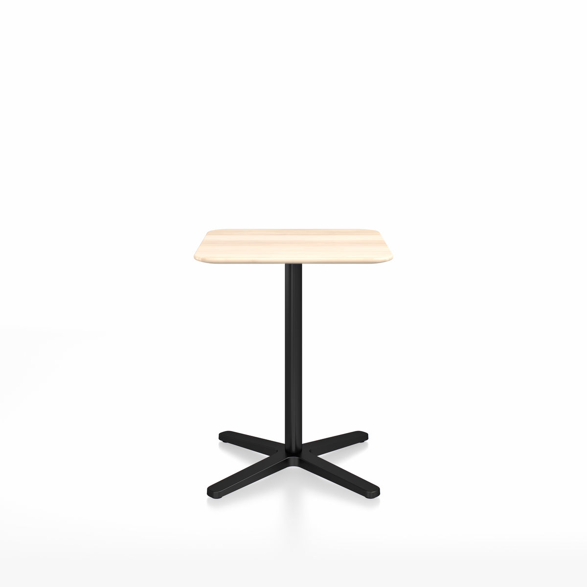 Table café Emeco 2 Inch base étoile carrée 60 cm, plateau accoya, base noir
