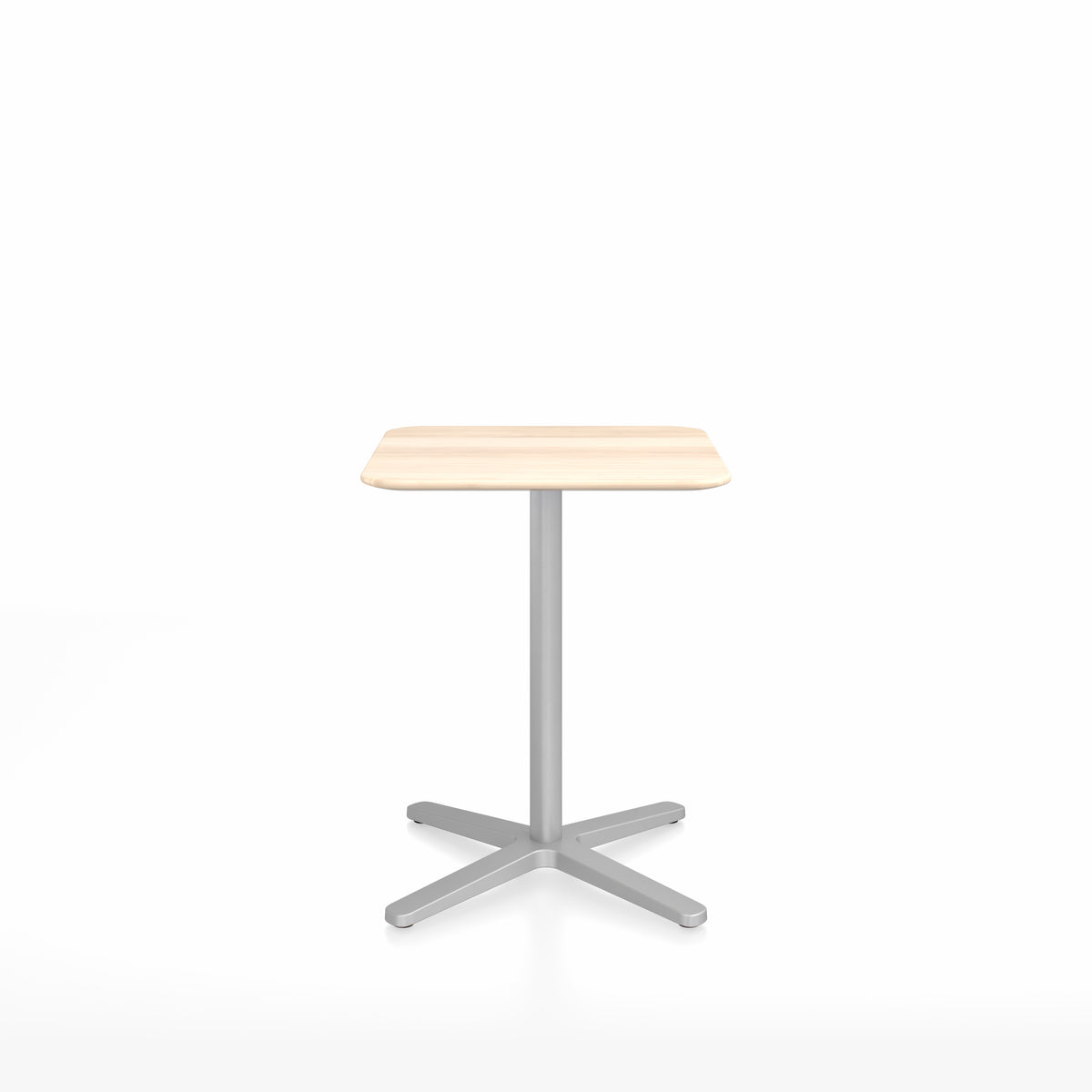 Table café Emeco 2 Inch base étoile carrée 60 cm, plateau accoya, base argent