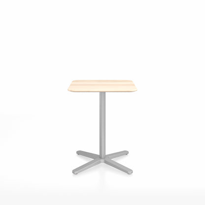 Table café Emeco 2 Inch base étoile carrée 60 cm, plateau accoya, base argent