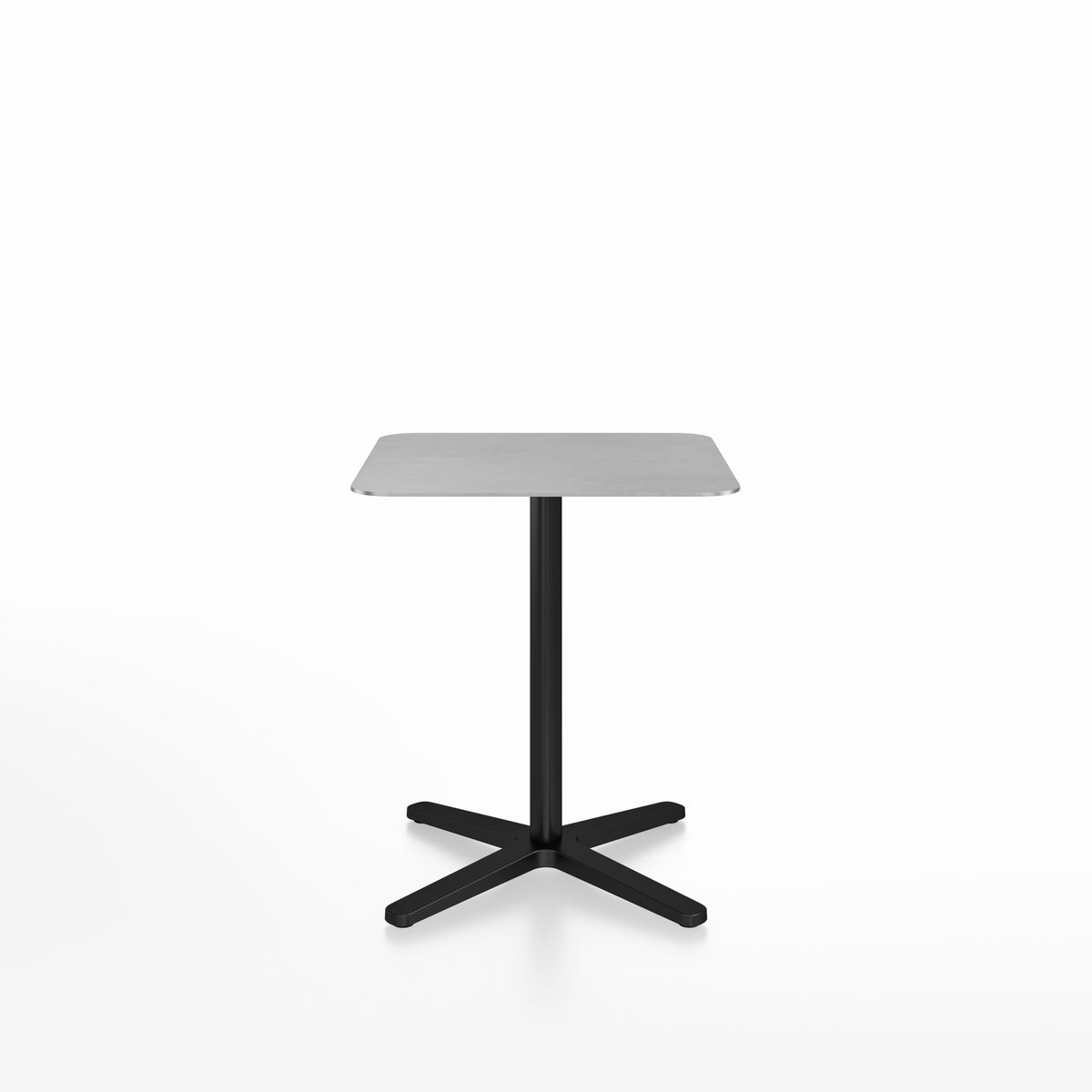 Table café Emeco 2 Inch base étoile carrée 60 cm, plateau aluminium brossé, base noir