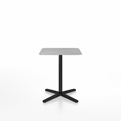 Table café Emeco 2 Inch base étoile carrée 60 cm, plateau aluminium brossé, base noir