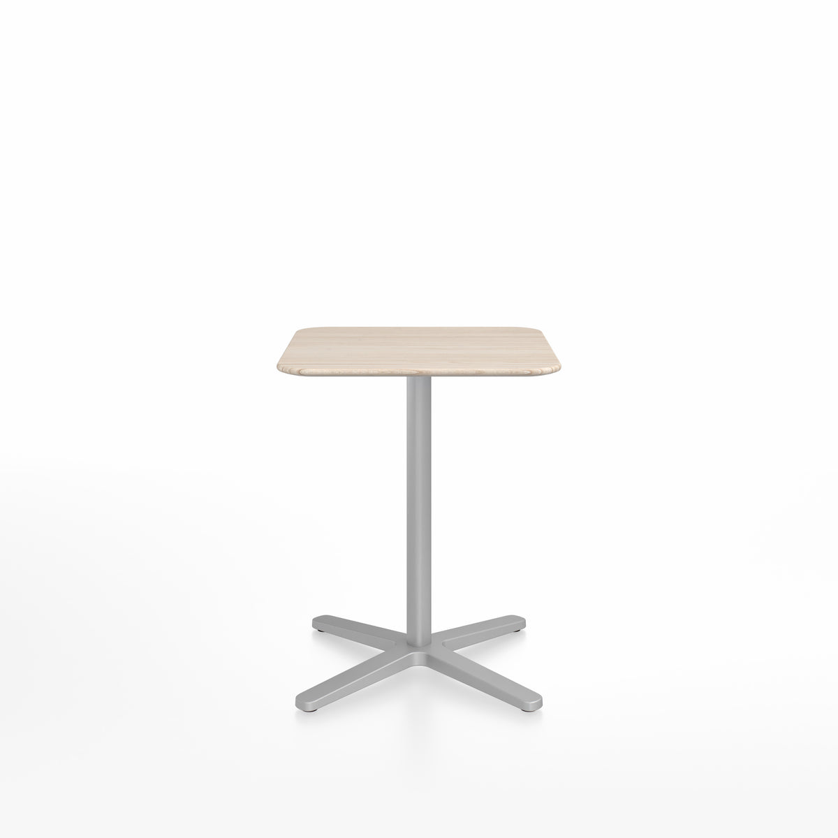 Table café Emeco 2 Inch base étoile carrée 60 cm, plateau frêne, base argent