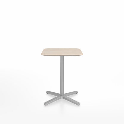 Table café Emeco 2 Inch base étoile carrée 60 cm, plateau frêne, base argent