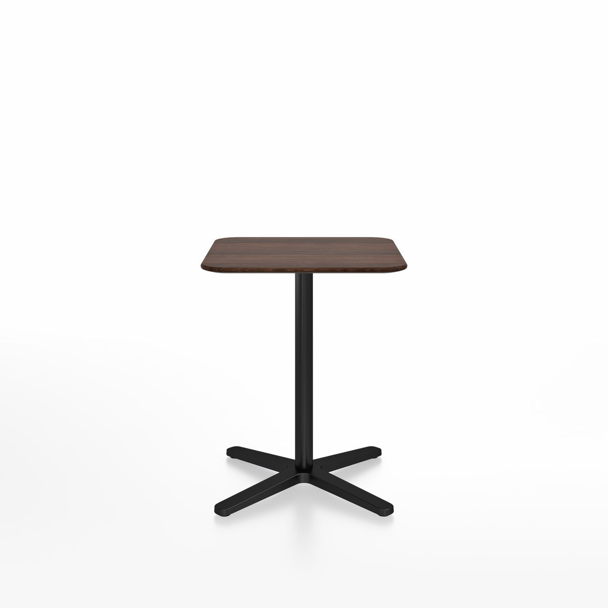 Table café Emeco 2 Inch base étoile carrée 60 cm, plateau noyer, base noir