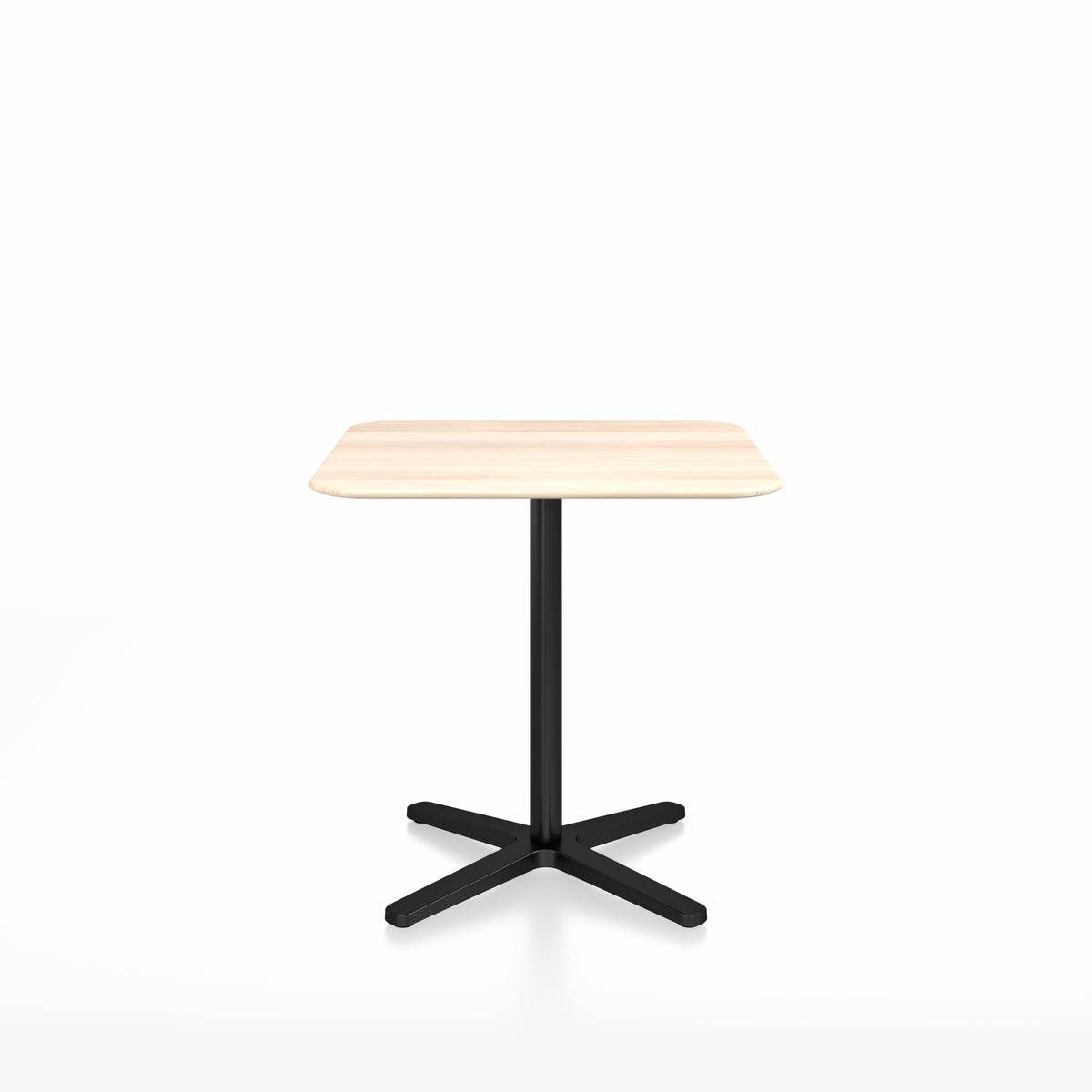 Table café Emeco 2 Inch base étoile carrée 76 cm, plateau accoya, base noir