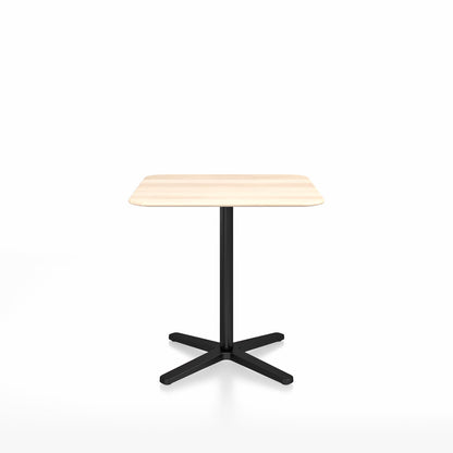 Table café Emeco 2 Inch base étoile carrée 76 cm, plateau accoya, base noir