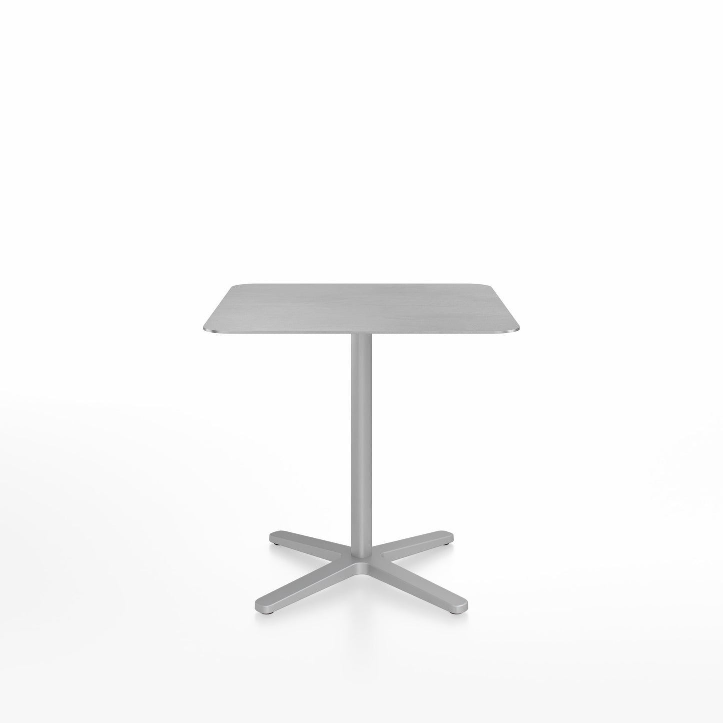 Table café Emeco 2 Inch base étoile, plateau aluminium brossé, base argent
