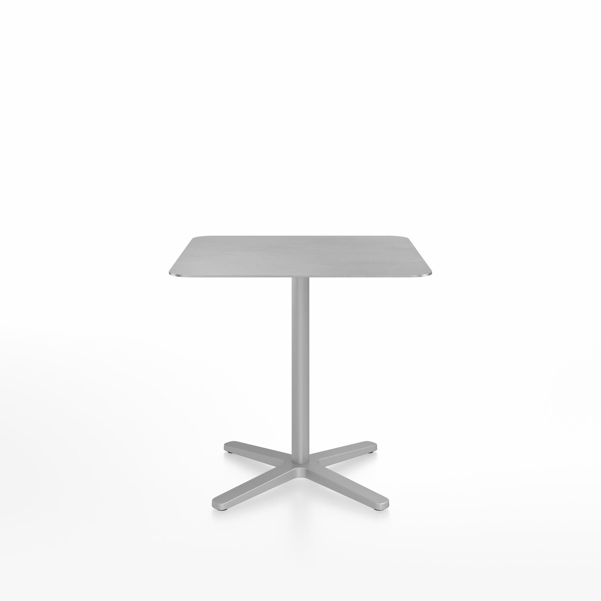 Table café Emeco 2 Inch base étoile, plateau aluminium brossé, base argent