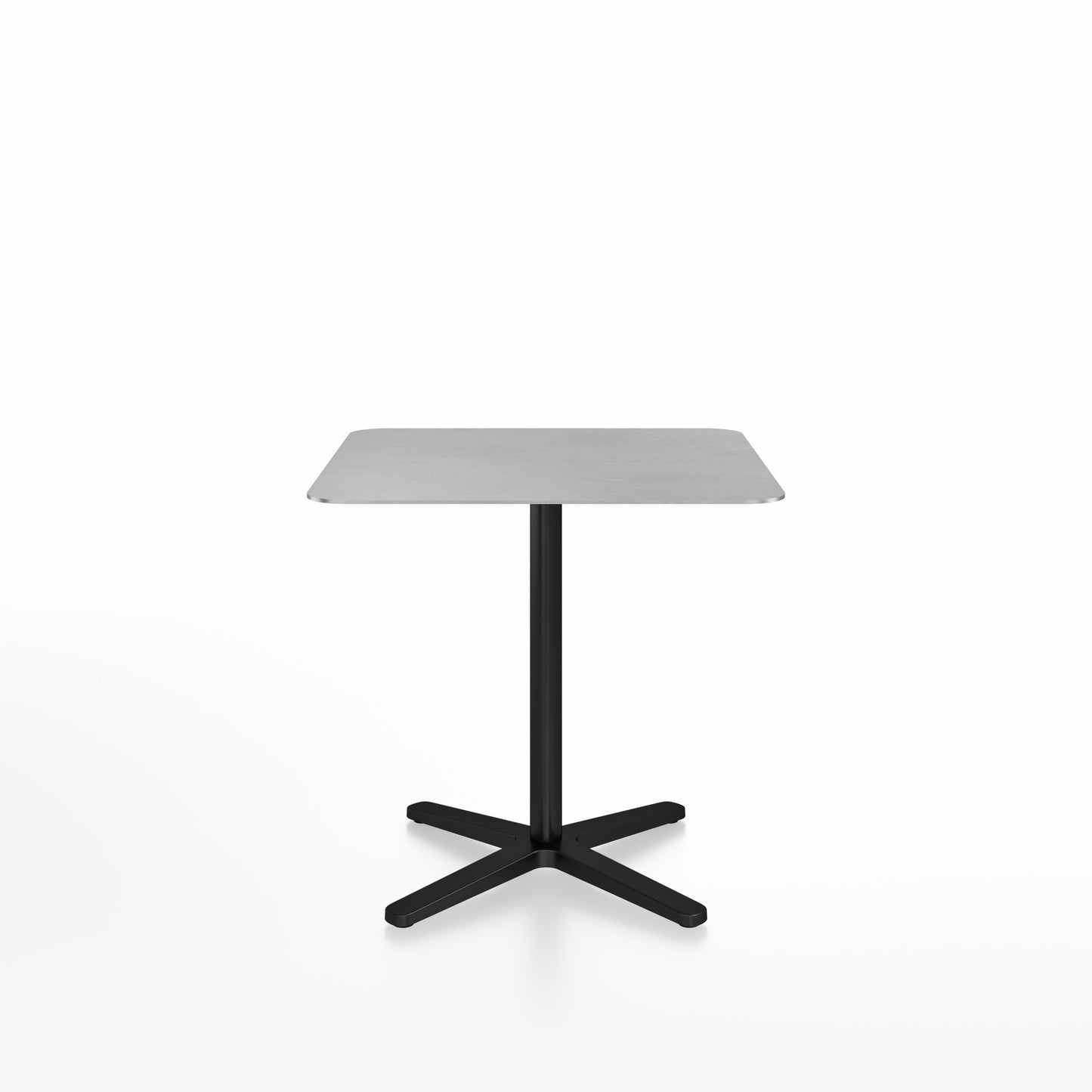 Table café Emeco 2 Inch base étoile, plateau aluminium brossé, base noir