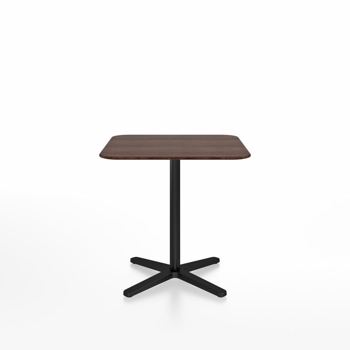 Table café Emeco 2 Inch base étoile carrée 76 cm, plateau noyer, base noir