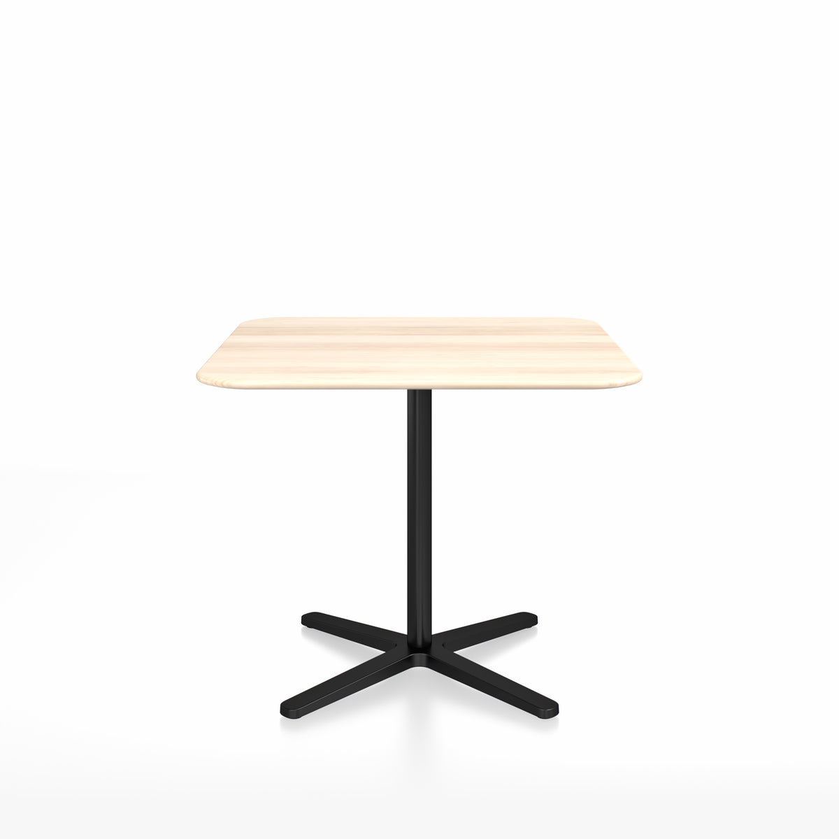 Table café Emeco 2 Inch base étoile carrée 91 cm, plateau accoya, base noir