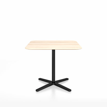 Table café Emeco 2 Inch base étoile carrée 91 cm, plateau accoya, base noir