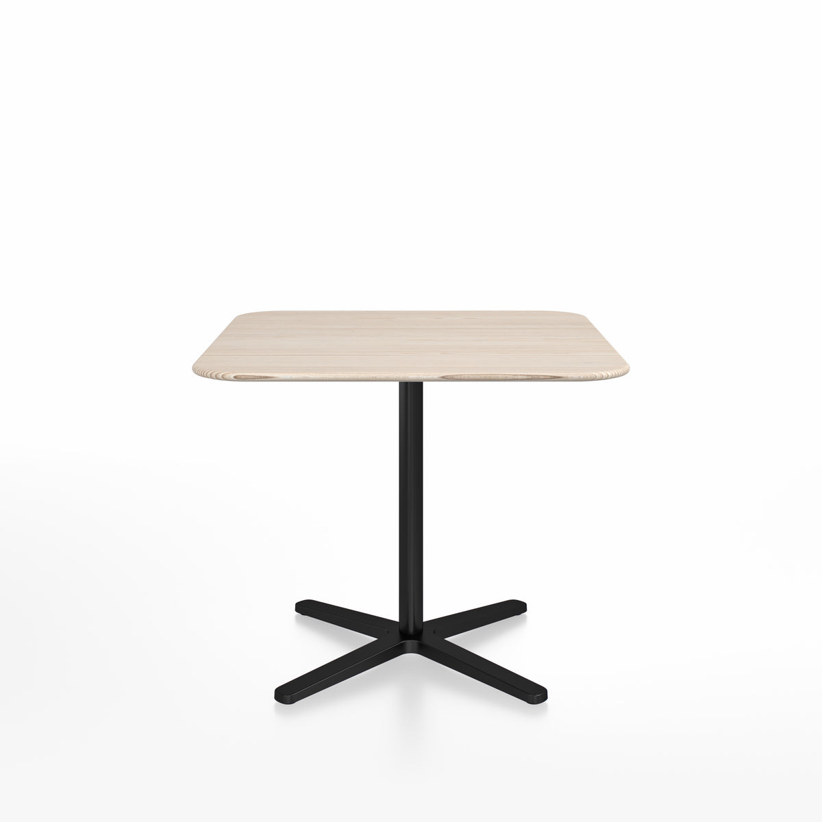 Table café Emeco 2 Inch base étoile carrée 91 cm, plateau frêne, base noir