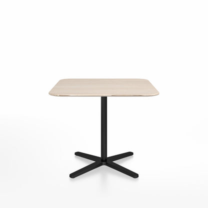 Table café Emeco 2 Inch base étoile carrée 91 cm, plateau frêne, base noir