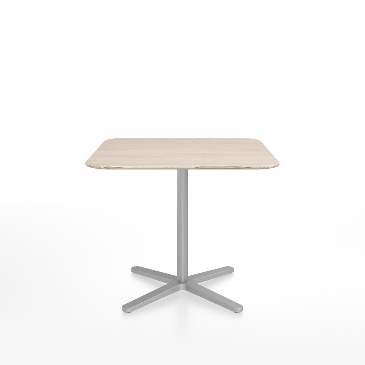 Table café Emeco 2 Inch base étoile carrée 91 cm, plateau frêne, base argent