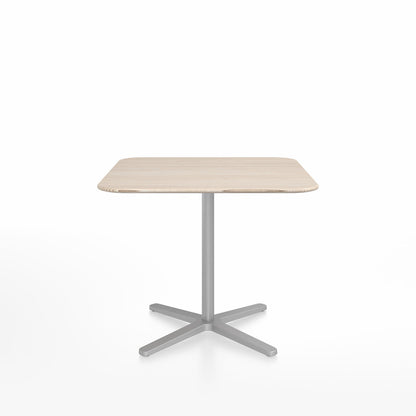 Table café Emeco 2 Inch base étoile carrée 91 cm, plateau frêne, base argent