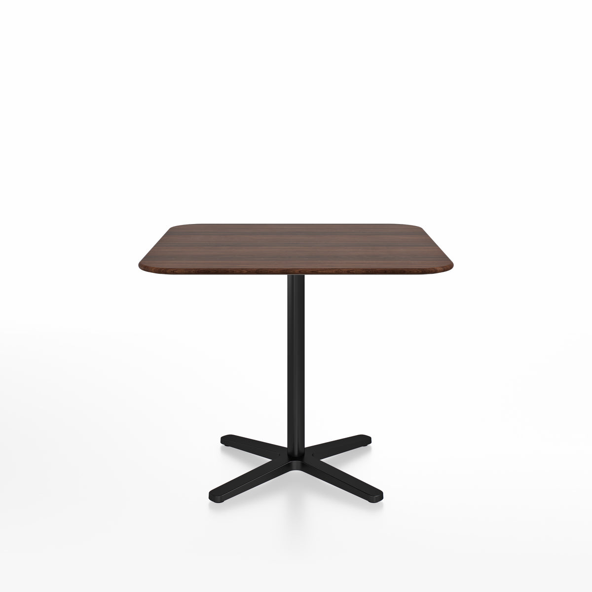 Table café Emeco 2 Inch base étoile carrée 91 cm, plateau noyer, base noir