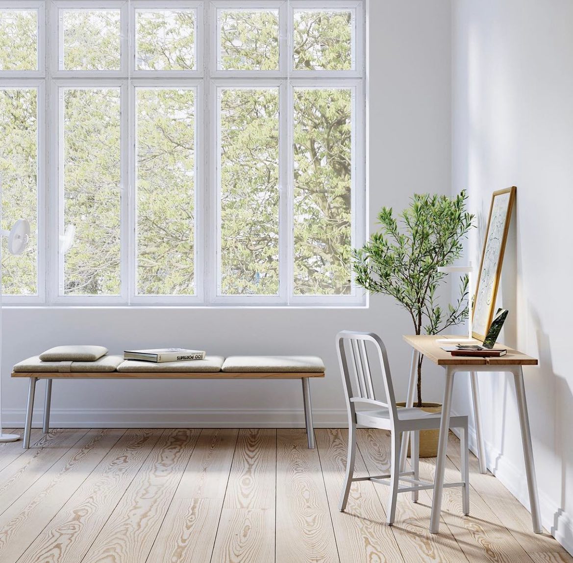 Grand bureau zen. Bureau étroit design Run Emeco 