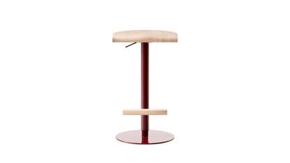Tabouret ajustable Camarade en hêtre et acier, hauteur médiane, vue de face