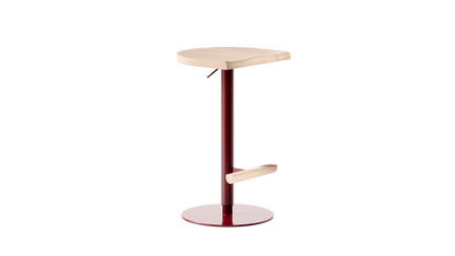 Tabouret ajustable Camarade en hêtre et acier, tourné vers la droite